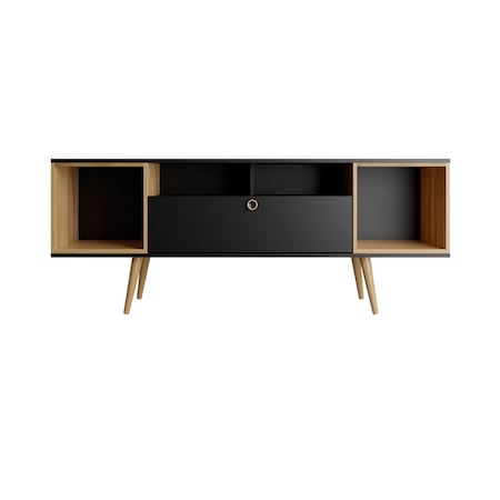 Manhattan Comfort Theodore 62.99 TV Stand, Black and Cinnamon 222552